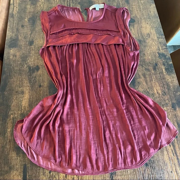 Ann Taylor Loft burgundy dressy blouse - Picture 1 of 12